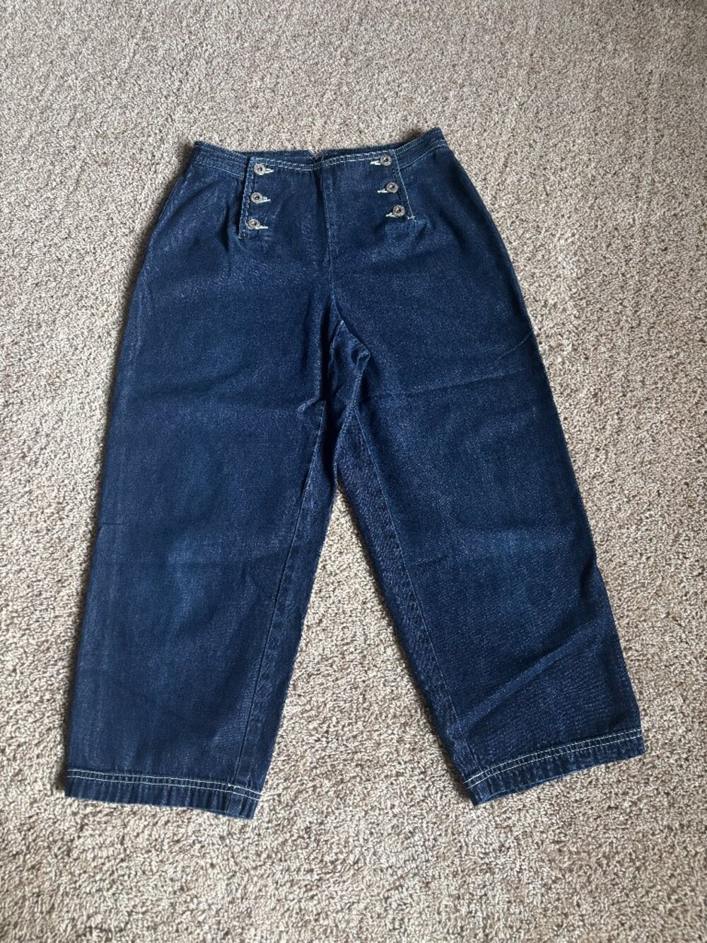 Vintage Sailor Capri Womens 10P* Blue 100% Cotton Nautical Preppy Curvy Fit